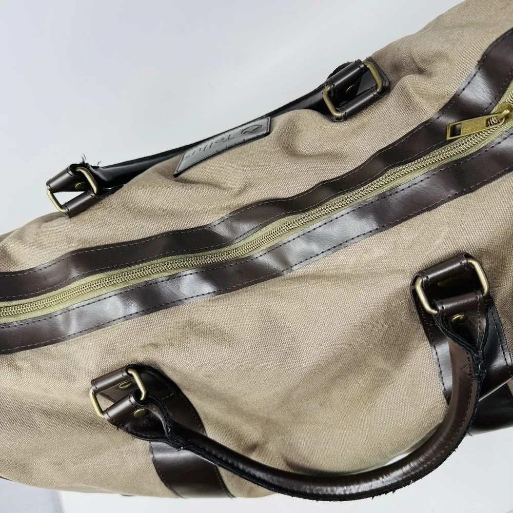 Tellus Weekender Duffle And Gym Bag Sports Olive‎ Brown Shoulder Strap